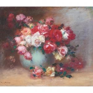 BOSTON Frederick James 1855-1932,Roses in a Green Vase,Clars Auction Gallery US 2022-02-20