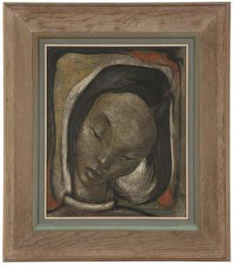 BOTELLO BARRO Angel 1913-1986,Portrait of a hooded woman,John Moran Auctioneers US 2015-04-28