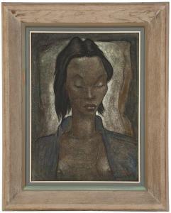 BOTELLO BARRO Angel 1913-1986,Portrait of a partially nude woman,John Moran Auctioneers 2015-04-28