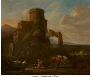 BOTH Andries Dirksz 1612-1642,A Drover with his animals, beneath a ruined castle,Heritage 2022-06-03
