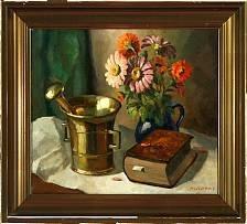 BOTH Armand 1881-1922,A still life with a book and flowers,Bruun Rasmussen DK 2007-06-04