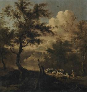 BOTH Jan Dirksz. 1615-1652,A wooded landscape with a drover and his cattle on,Christie's 2012-10-24