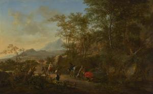 BOTH Jan Dirksz. 1615-1652,An Italianate landscape with huntsmen and villager,Christie's 2024-01-31