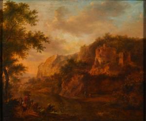 BOTH Jan Dirksz. 1615-1652,Landscape with Travelers, Fishermen, and Ruins,Skinner US 2023-11-02