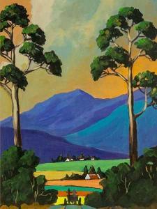 Botha At 1949,Farm Landscape with Trees & Donkey Cart,5th Avenue Auctioneers ZA 2017-08-13