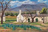 BOTHA David Johannes,Paarl Scene with Cottage, Mountains Beyond,1949,Strauss Co. 2017-03-06