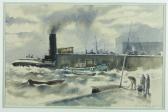 BOTHING R G,Storm swept harbour scene Orkneys,1951,Burstow and Hewett GB 2014-11-19