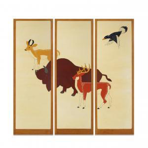 BOTHWELL Dorr 1902-2000,Double-Sided Triptych with Southwestern Animals Mo,1936,Bonhams 2023-04-26