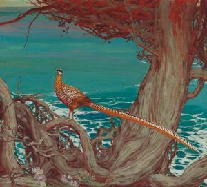 BOTKE Jessie Arms 1883-1971,Pheasant on a tree along the coast,Bonhams GB 2024-03-12