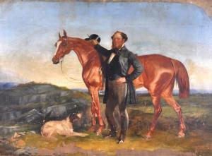 BOTT R.T 1810-1865,Huntsmen with hunter and dog in a landscape,1853,John Nicholson GB 2012-03-01
