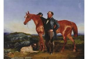 BOTT R.T 1810-1865,Study of a Man with his Horse and Dog,1853,John Nicholson GB 2015-06-11