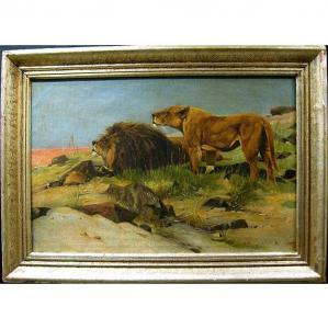 BOTTCHER H,LIONS AT REST AND ON WATCH,1919,Waddington's CA 2013-04-25
