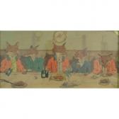 BOTTERILL Gladys M 1800-1800,Humorous study of hunt supper with foxes,1897,Dee, Atkinson & Harrison 2012-02-17