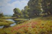 BOTTGER C,River landscape with figures on the river bank tog,Lawrences of Bletchingley GB 2015-10-20