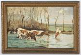 BOTTING M,Cattle drinking from a stream.,Dallas Auction US 2009-10-14