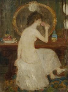 BOTTINI Georges Alfred 1874-1907,Femme à sa toilette humant une rose,Ader FR 2014-03-27