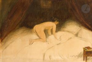 BOTTINI Georges Alfred 1874-1907,Nu au lit blanc,1899,Ader FR 2024-03-22