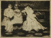 BOTTINI Georges Alfred 1874-1907,Trois femmes au salon, scène de maison close.,Ader FR 2014-03-27