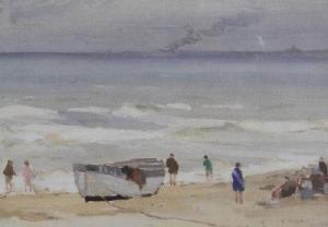 BOTTOMLEY Albert Ernest 1873-1950,Beach scene,Halls GB 2013-02-27