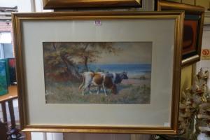 BOTTOMLEY Edwin 1865-1929,cattle in a coastal meadow,1921,Stride and Son GB 2022-09-02