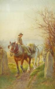 BOTTOMLEY Edwin 1865-1929,Riding Horses through a Gate,1914,Duggleby Stephenson (of York) 2020-08-28