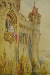 BOTTOMLEY John William,Lady Leaning out Castle Balcony,1865,David Duggleby Limited 2018-06-16