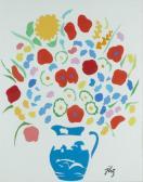 BOTZ John 1925-2003,Abstract floral with blue vase,John Moran Auctioneers US 2021-01-26