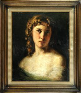 BOUBONG Antonie 1842-1908,Brustbildnis einer jungen Frau,Allgauer DE 2017-04-06
