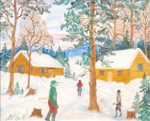 BOUCHARD Edith Marie 1924,Woodmen in a snowy landscape,Dreweatt-Neate GB 2010-09-02