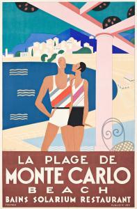 BOUCHAUD Michel 1902-1965,LA PLAGE DE MONTE CARLO,1929,Swann Galleries US 2022-08-04