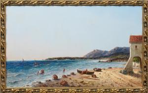 Bouche Louis Alphonse Ernest,Mediterrane Küstenlandschaft mit Fischer am Strand,Schloss 2012-09-15