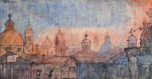 BOUCHE Rene 1905-1963,Rooftop View, Rome,Tooveys Auction GB 2023-09-06