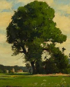 BOUCHER Amédée 1899-1960,Paesaggio, scorcio con campanile di Barbisonne,Fabiani Arte IT 2020-09-26