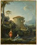 BOUCHER Francois 1703-1770,A capriccio view of a mill and a dovecote, with a ,Sotheby's 2024-04-10