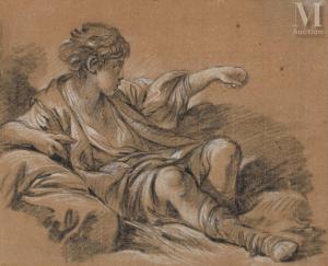 BOUCHER Francois 1703-1770,Enfant assis au sol, accoudé sur un baluchon, l\’,1765,Millon & Associés 2024-03-21