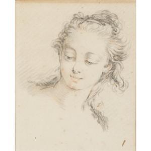 BOUCHER Francois 1703-1770,HEAD OF A YOUNG WOMAN,Freeman US 2018-01-23