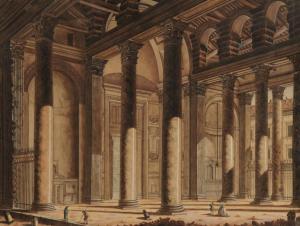 BOUCHER II, N Francois Juste 1736-1782,Intérieur animé du Panthéon,Millon & Associés FR 2014-10-31