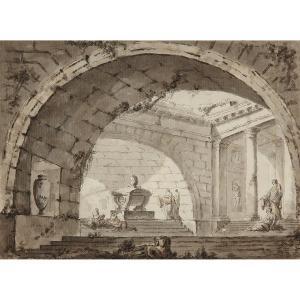 BOUCHER II, N Francois Juste 1736-1782,Paire de fantaisies architecturales animées,Tajan 2019-05-15
