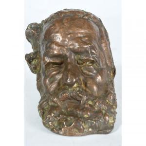 BOUCHER Jean Edouard 1870-1939,Tête d\’hommeen bronze,Herbette FR 2021-11-07