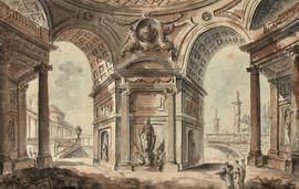 BOUCHER Juste Nathan 1736-1781,Fantaisie architecturale animée,Binoche et Giquello FR 2021-02-09
