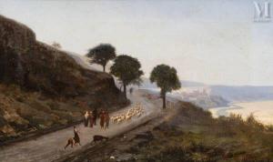 BOUCHET Auguste 1831-1889,Le troupeau sur le chemin de Stora,1871,Millon & Associés FR 2024-01-25
