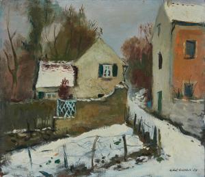 BOUCHET Robert 1898-1986,Maisons enneigées à Croutte sur Marne,1969,Art Richelieu FR 2024-04-16
