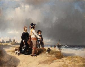 BOUCHEZ Charles 1811-1882,An elegant company on the beach of Scheveningen,Venduehuis NL 2023-05-23