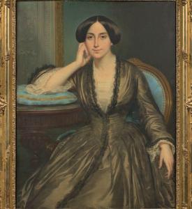 BOUCOIRAN Numa 1805-1869,Portrait de femme assise,1852,De Maigret FR 2019-12-04