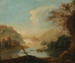 BOUDEWYNS Nicolas 1660-1700,Classical Landscape with Forts and Figures,Weschler's US 2011-12-03
