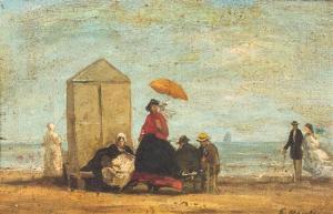 BOUDIN Eugene 1824-1898,Beach Landscape with Figures,Hindman US 2015-03-21