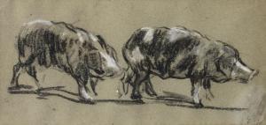 BOUDIN Eugene 1824-1898,Deux cochons,Bonhams GB 2013-10-23