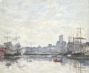 BOUDIN Eugene 1824-1898,Fécamp, Le Port par temps de brouillard,1894,Christie's GB 2024-04-10