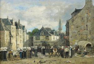 BOUDIN Eugene 1824-1898,Marché en Bretagne,1872,Le Roux-Morel-Mathias-Baron Ribeyre FR 2007-06-21
