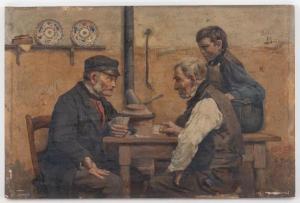 BOUDRY Alois 1851-1938,La partie de cartes au coin du poêle,1881,Millon & Associés FR 2020-12-13